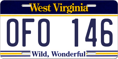 WV license plate OFO146