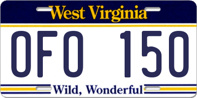 WV license plate OFO150