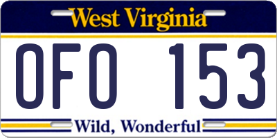 WV license plate OFO153