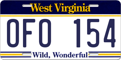 WV license plate OFO154