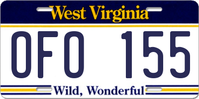 WV license plate OFO155