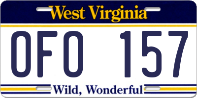 WV license plate OFO157
