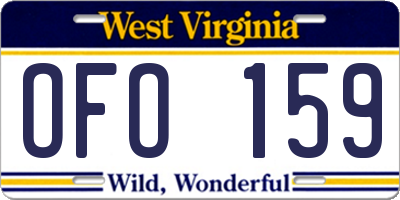 WV license plate OFO159