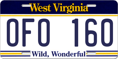 WV license plate OFO160