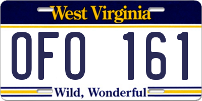WV license plate OFO161