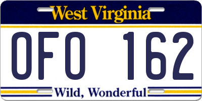 WV license plate OFO162