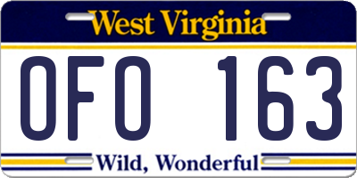 WV license plate OFO163