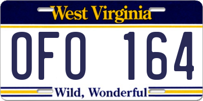 WV license plate OFO164