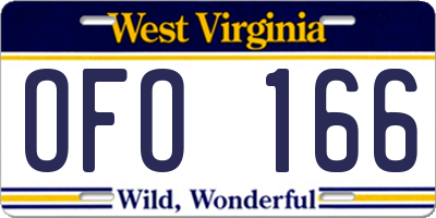 WV license plate OFO166