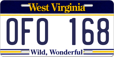 WV license plate OFO168