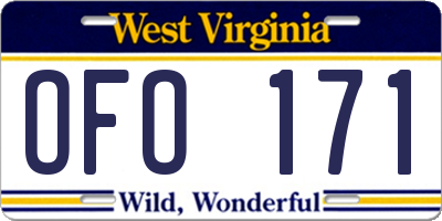WV license plate OFO171