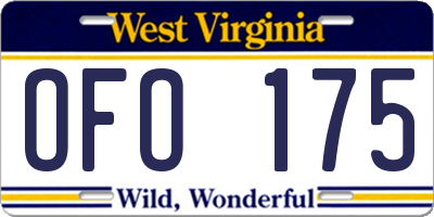 WV license plate OFO175