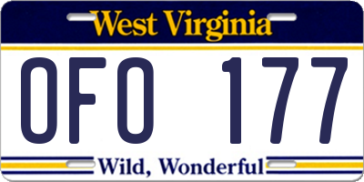 WV license plate OFO177