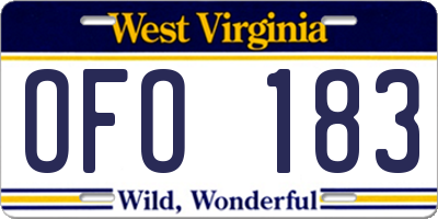 WV license plate OFO183