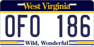 WV license plate OFO186