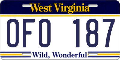 WV license plate OFO187