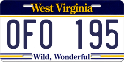 WV license plate OFO195