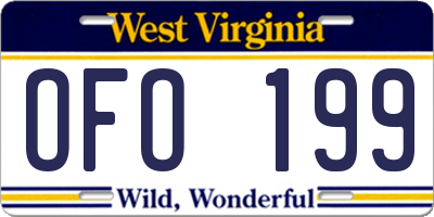 WV license plate OFO199