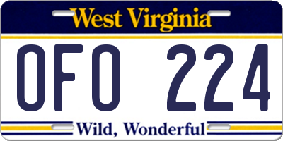 WV license plate OFO224