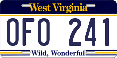 WV license plate OFO241