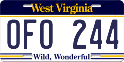 WV license plate OFO244