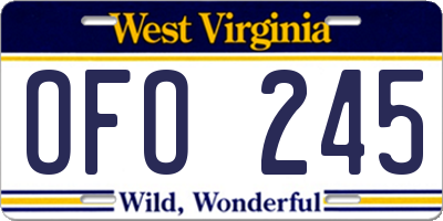 WV license plate OFO245