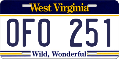 WV license plate OFO251