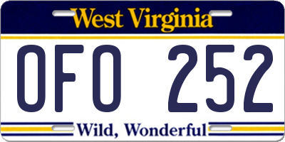 WV license plate OFO252
