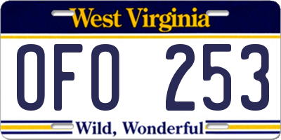 WV license plate OFO253