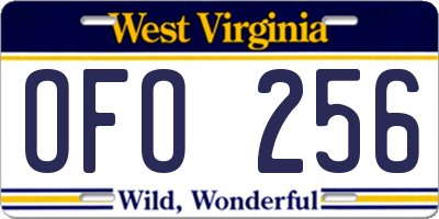 WV license plate OFO256