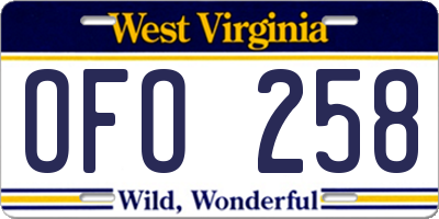 WV license plate OFO258