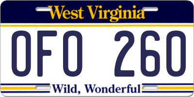 WV license plate OFO260