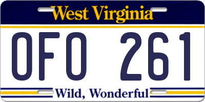 WV license plate OFO261