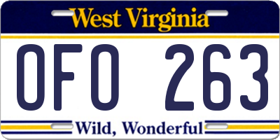 WV license plate OFO263