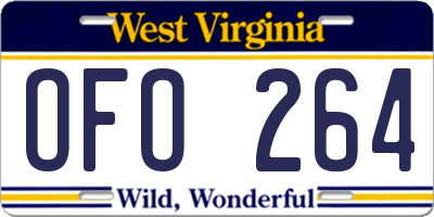 WV license plate OFO264