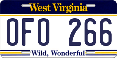 WV license plate OFO266
