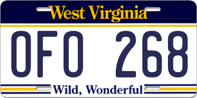 WV license plate OFO268