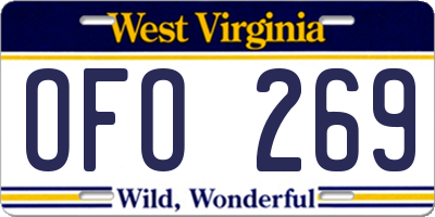 WV license plate OFO269
