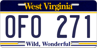 WV license plate OFO271