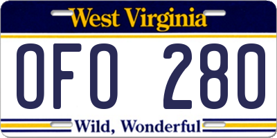 WV license plate OFO280