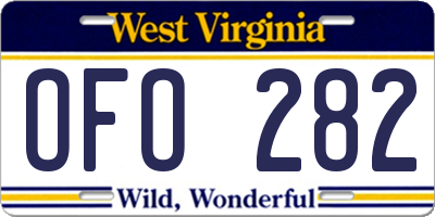 WV license plate OFO282