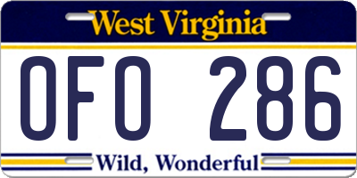 WV license plate OFO286
