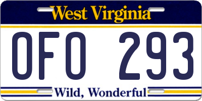WV license plate OFO293