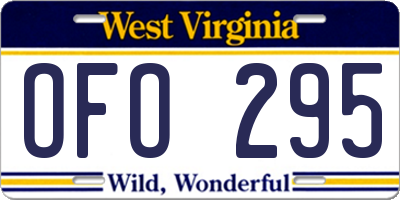 WV license plate OFO295