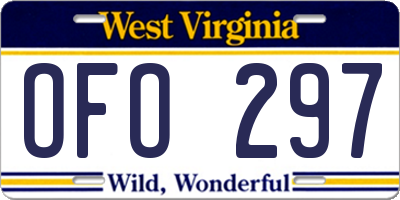 WV license plate OFO297