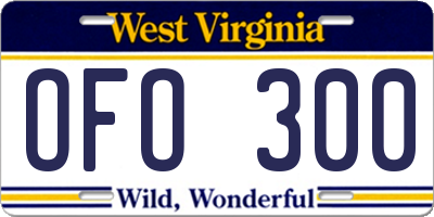 WV license plate OFO300