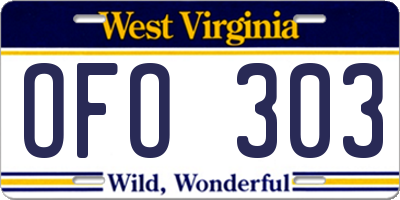 WV license plate OFO303