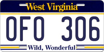 WV license plate OFO306