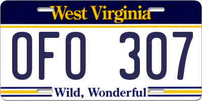 WV license plate OFO307