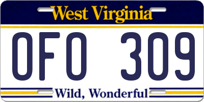 WV license plate OFO309
